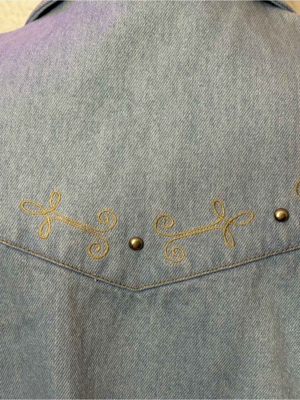 Vintage Light Blue Western Denim Button-Up Vest (B2) - Picture 4 of 8